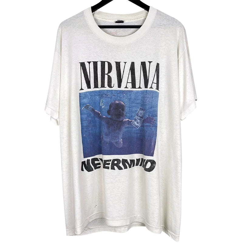 Nirvana Band High Street Vibe Angel Rock Cotton Round Neck Short Sleeve Men's and Women's Loose Texture T-shirt Trendy