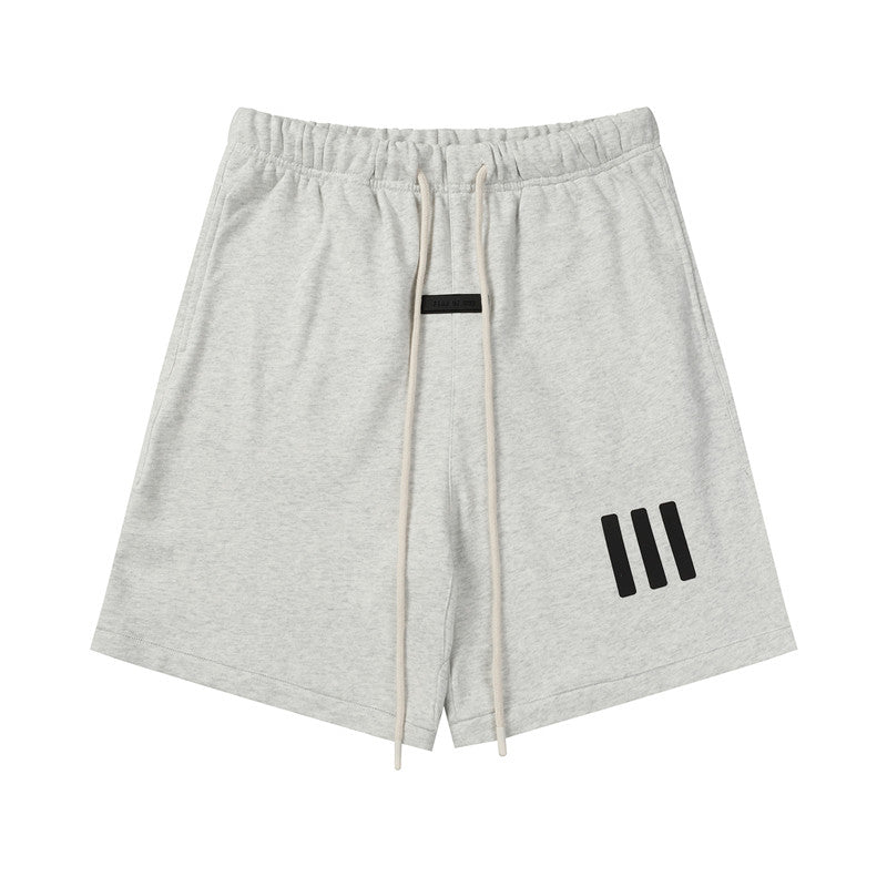 FEAR OF GOD FOG ESSENTIALS Silicone 3‑Stripes Unisex Loose 5‑Inch Sports Shorts