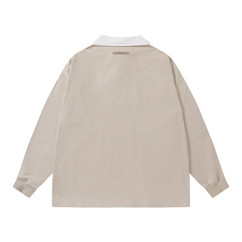 FEAR OF GOD FOG ESSENTIALS Flocked 1977 Loose Long Sleeve Polo