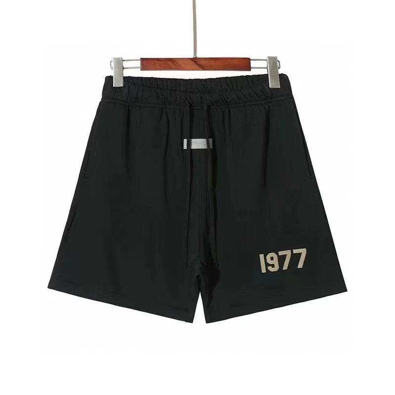 FEAR OF GOD FOG ESSENTIALS Flocked 1977 Casual 5‑Inch Summer Shorts
