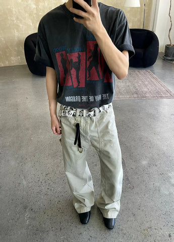 TSAOOJ Wash Kill Bill Movie T-shirt Vintage Vintage Vintage distressed short width pure cotton cleanfit short sleeved