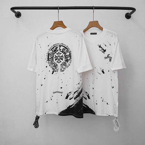 Chrome Hearts Paint Splatter Horseshoe & Cross T-Shirt (White)
