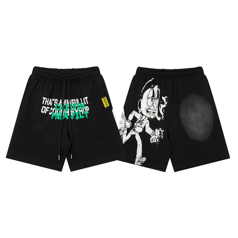 That's A Awful Lot Of Cough Syrup Cartoon Mascot Sweatshorts - Black