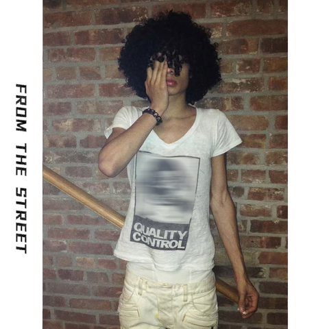 From THE STREET - Street Melancholy Light Asian Style Lightweight Fabric V-neck Printed Short sleeved T-shirt for Men and Women