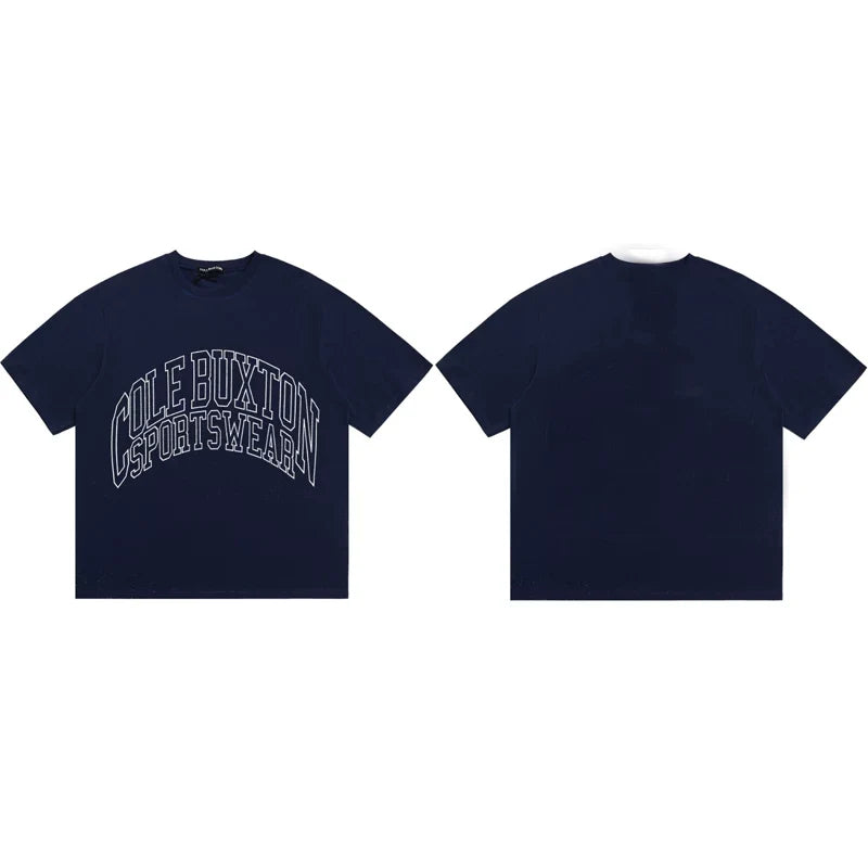 Cole Buxton Navy Arched Gothic Varsity Logo T-Shirt