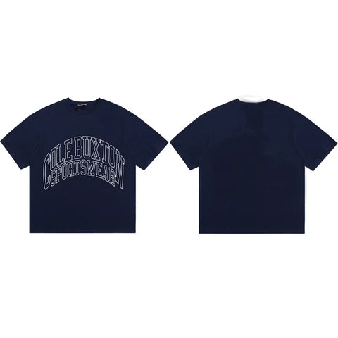 Cole Buxton Navy Arched Gothic Varsity Logo T-Shirt