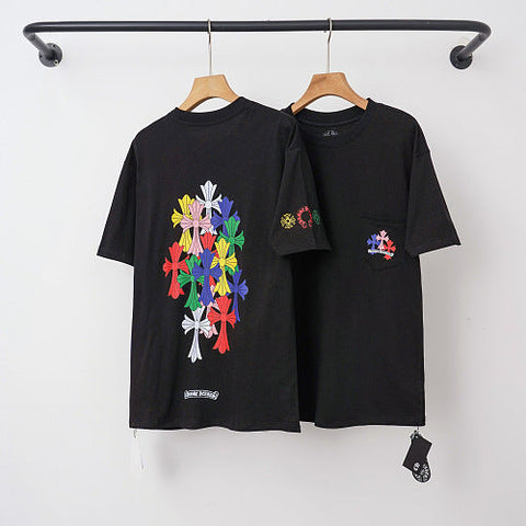 Chrome Hearts Multi-Color Cluster Cross Short Sleeve T-Shirt (Black)