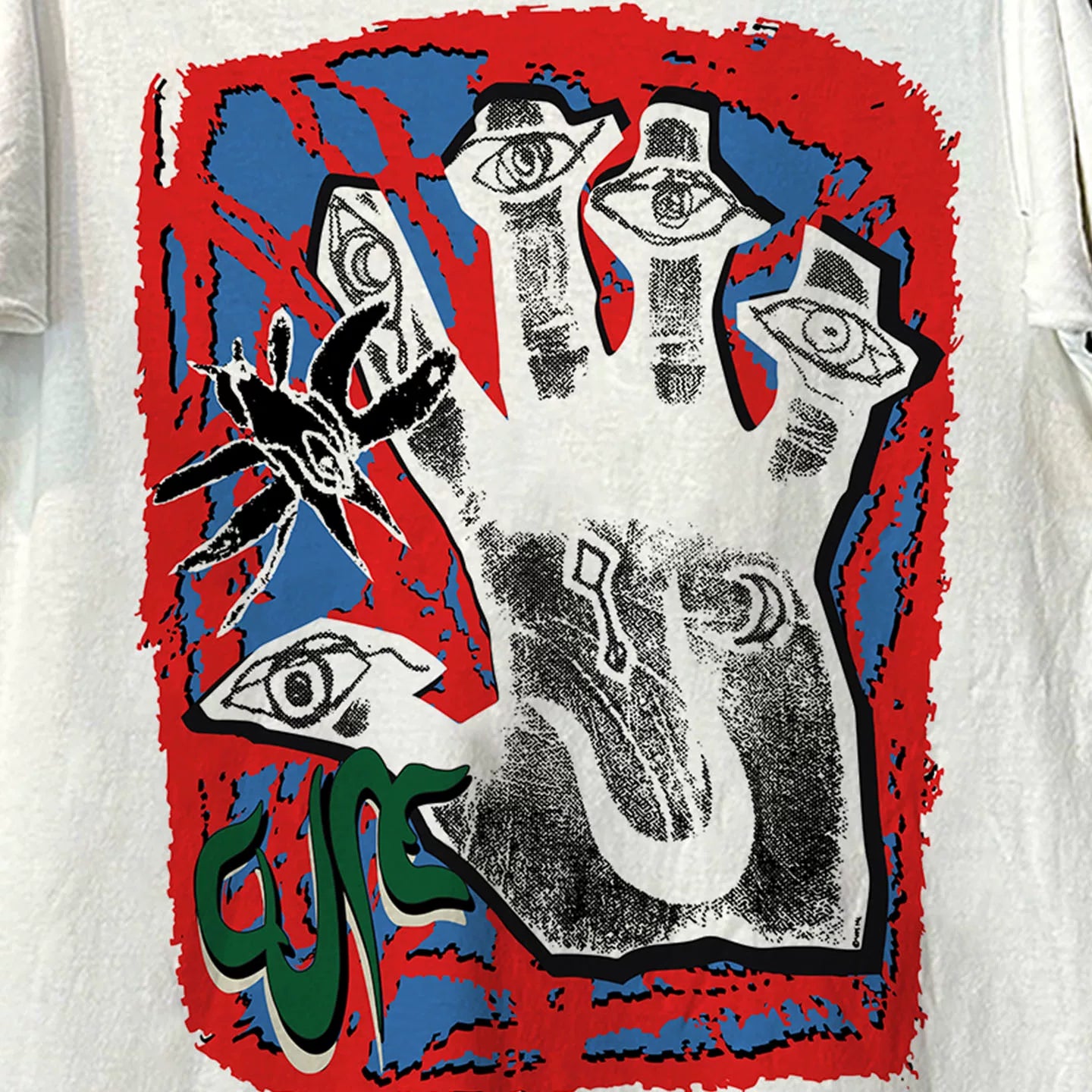 The Cure treatment band abstract hand-painted style short sleeved T-shirt Cityboy avant-garde punk heavyweight cotton half sleeved trend