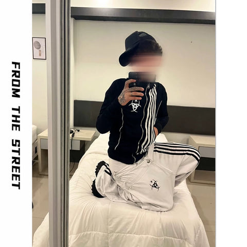 From THE STREET: Street Light Asian Embroidered Four Bar Stand up Collar Jacket, Short Wide Coat, Men's and Women's Trendy