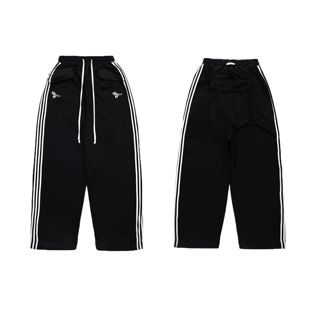 From the street American five bar vertical drawstring sports sweatpants, loose straight leg casual pants, popular versatile pants for men