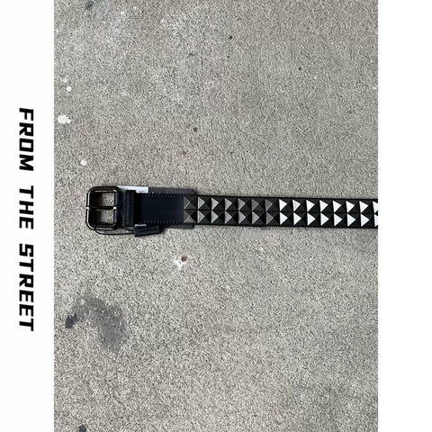 From THE STREET Street Light Asian Belt Retro Rivet Belt Head Leather Pants with Needle Buckle Male
