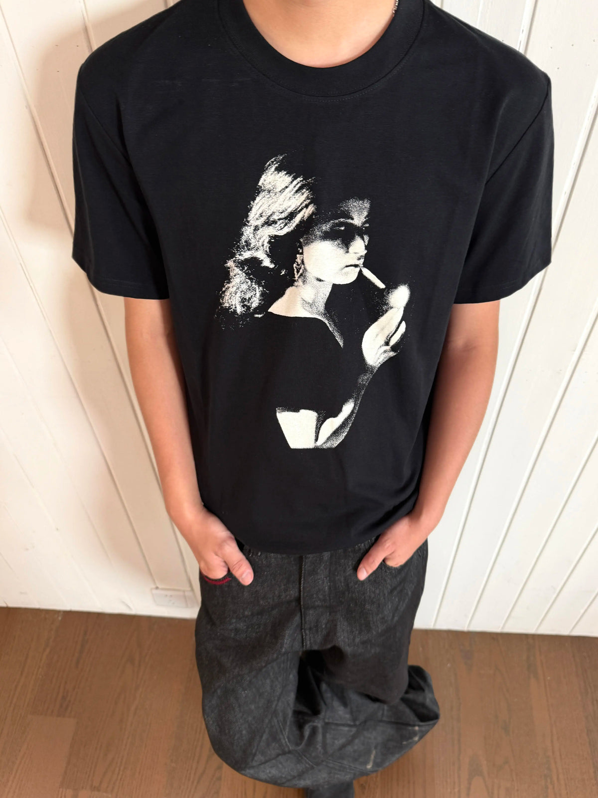 TSAOJ 'Smoking Girl' Heavy Cotton Short sleeved T-shirt Digital Direct Spray Loose Casual Versatile Top