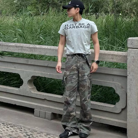 来自街头04美式夏季修身字母标语短袖T恤圆领短款紧身情侣打底
