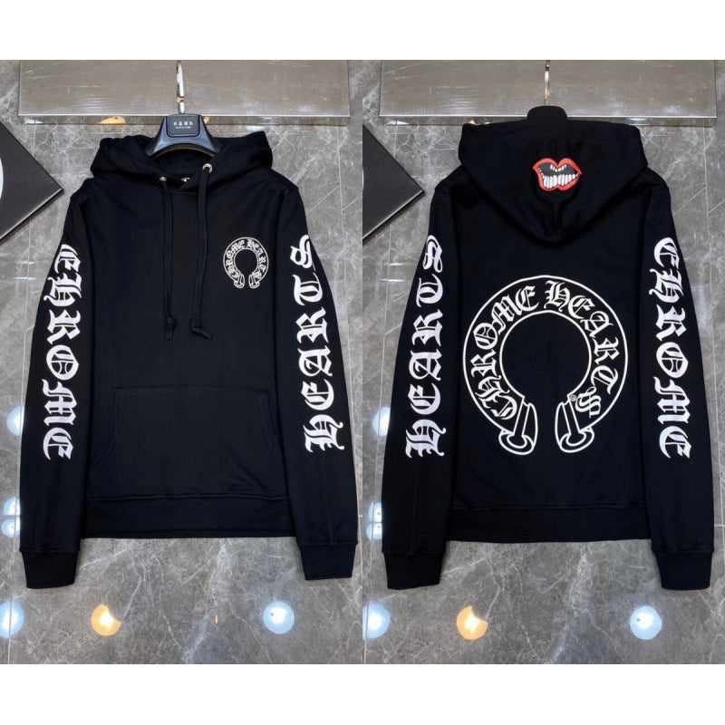 Chrome Hearts Gothic Letter Sleeve Zip-Up Hoodie (Black)