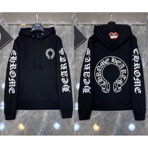 Chrome Hearts Gothic Letter Sleeve Zip-Up Hoodie (Black)