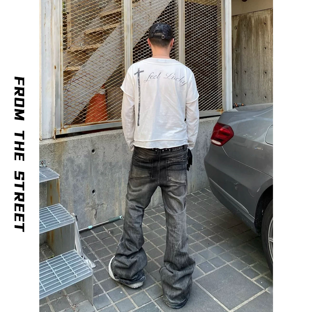 From THE STREET, Street Fit, Cool, Sunscreen, Henley Neck, Fake Two piece Long Sleeve T-shirt for Men