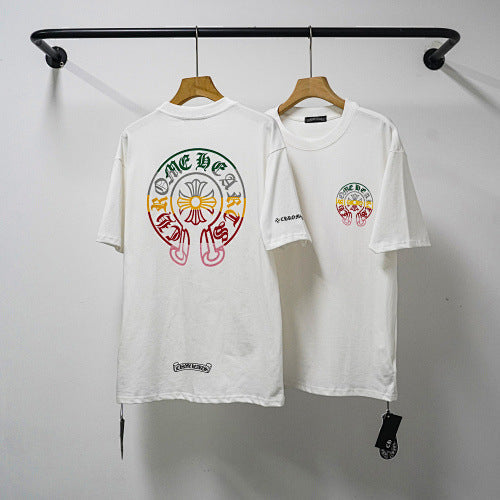 Chrome Hearts Rainbow Gradient Horseshoe & Cross T-Shirt (White)