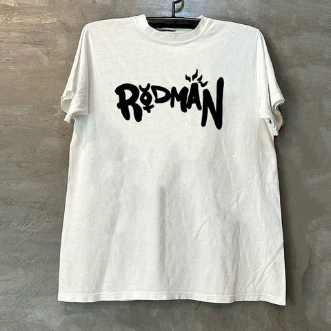 Rebounding King Dennis Rodman Comic Style Short Sleeve T-shirt with American Design Half Sleeve