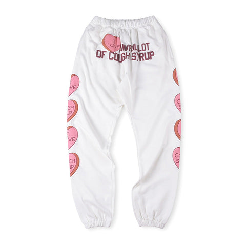 That's A Awful Lot Of Cough Syrup Angel Heart Sweatpants - White / Magenta