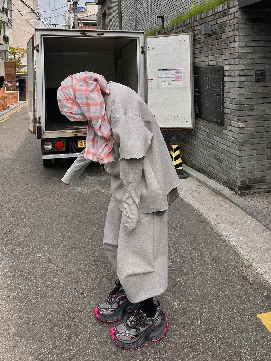 来自街头夏季廓形打褶弯刀七分裤立体伐木工装卫裤休闲过膝短裤男