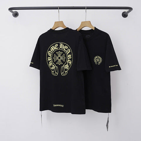 Chrome Hearts Yellow Horseshoe & Cross Short Sleeve T-Shirt (Black)