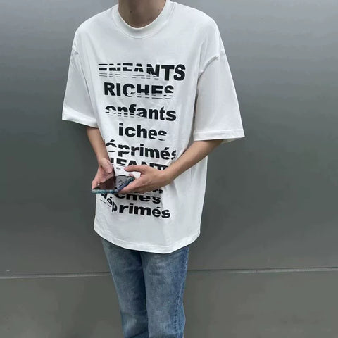 ERD melancholic rich second-generation letter slogan printed short sleeved 320g heavyweight niche cleanfit half sleeved T-shirt for men