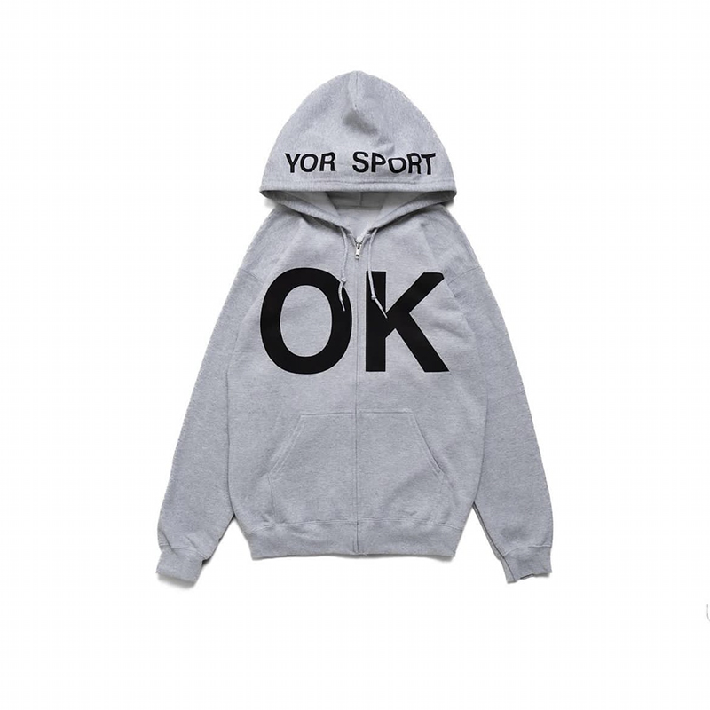 From the street American retro simple loose zipper jacket versatile hooded sweatshirt letter printed cardigan sweatshirt men