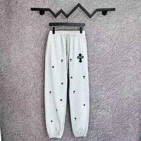 Chrome Hearts Multi-Cross Applique Lounge Pants (Light Grey)