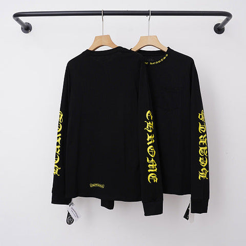 Chrome Hearts Yellow Gothic Script Collar & Sleeve Long Sleeve (Black)