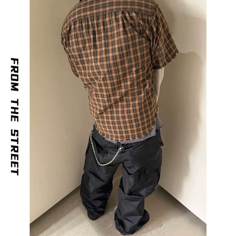From THE STREET, a street style American plaid fake two-piece shirt, men's loose top