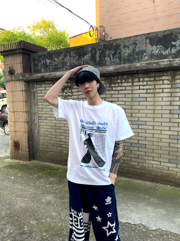 TSAOOJ American retro pure cotton T-shirt 2026 summer new direct spray portrait print loose casual half sleeve