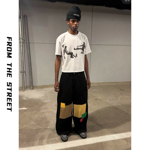 2024 Winter Youth Short sleeved Person Printed Loose Round Neck T-shirt from the Streets