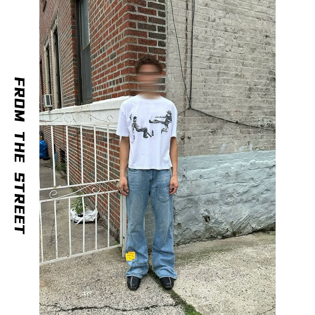 2024 Winter Youth Short sleeved Person Printed Loose Round Neck T-shirt from the Streets