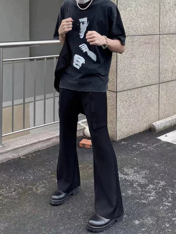 李小龙人像水洗做旧短袖白墨直喷印花vintage高街复古半袖t恤男女