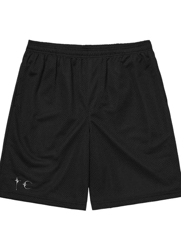 From Street American retro black metal logo mesh breathable knee high casual sports shorts for men