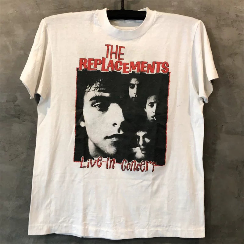 The Replacements band European and American high street vintage retro short -sleeved men and women pure cotton texture T -shirt tide