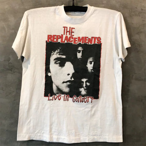 The Replacements band European and American high street vintage retro short -sleeved men and women pure cotton texture T -shirt tide