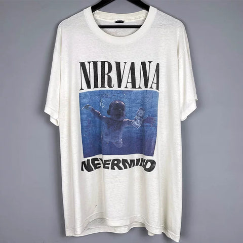 Nirvana Band High Street Vibe Angel Rock Cotton Round Neck Short Sleeve Men's and Women's Loose Texture T-shirt Trendy