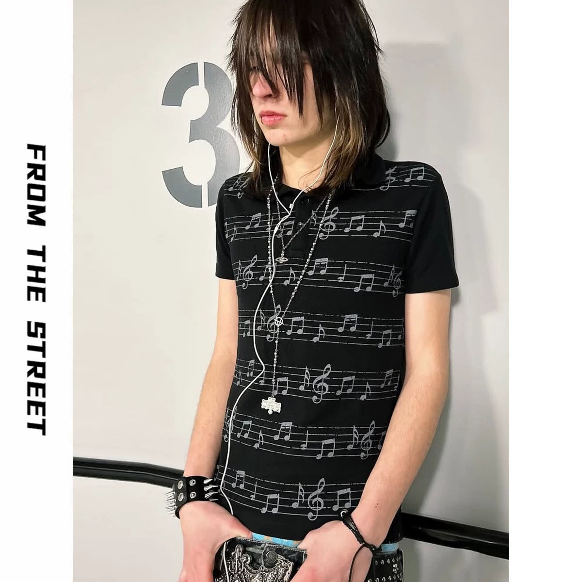 From The STREET: Street Note Score, Shoulder Slimming, Light Asian Summer Short sleeved Polo Shirt, T-shirt