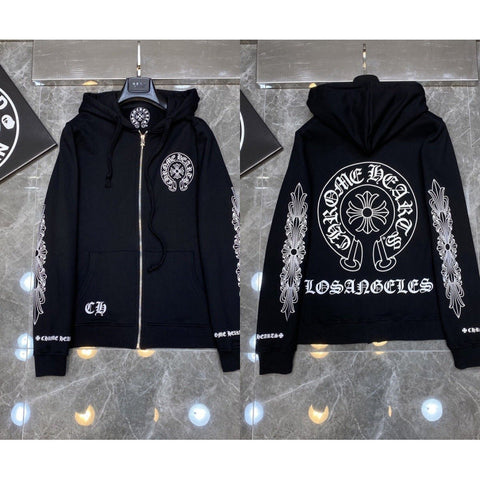 Chrome Hearts Los Angeles Horseshoe Zip-Up Hoodie (Black)