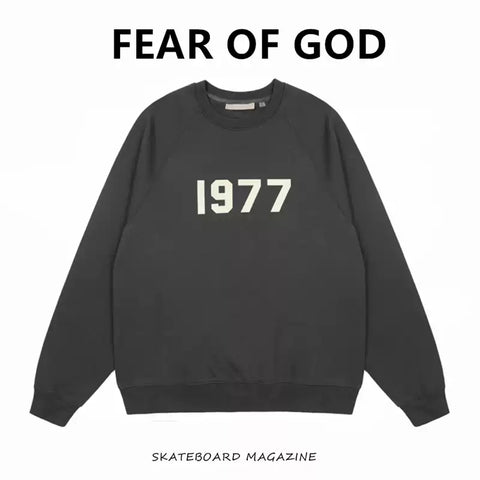 FEAR OF GOD FOG ESSENTIALS Flocked 1977 Loose Crew Neck Sweatshirt Unisex