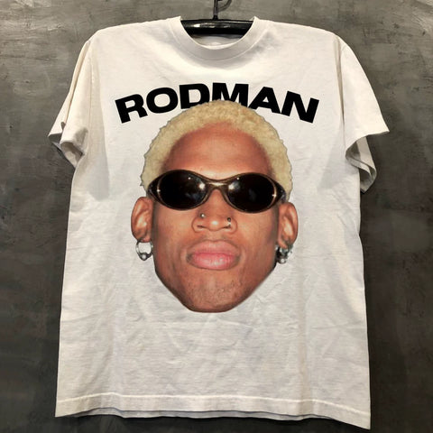 Rodman Fashion High Street Retro European and American Hiphop Small Collar Short sleeved Men's and Women's CEC Trendy Rascal Handsome Tee Shirt