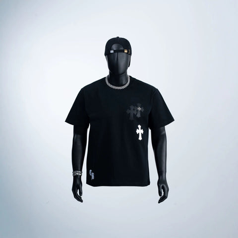 Chrome Hearts White Cross Logo Short Sleeve T-Shirt (Black)