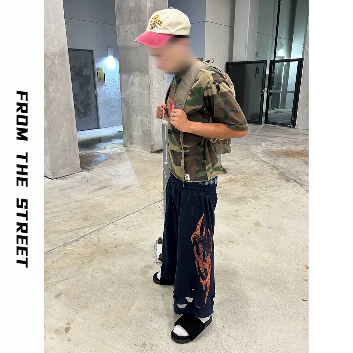 From THE STREET: Street vintage totem straight leg casual loose wide leg seven part sweatpants