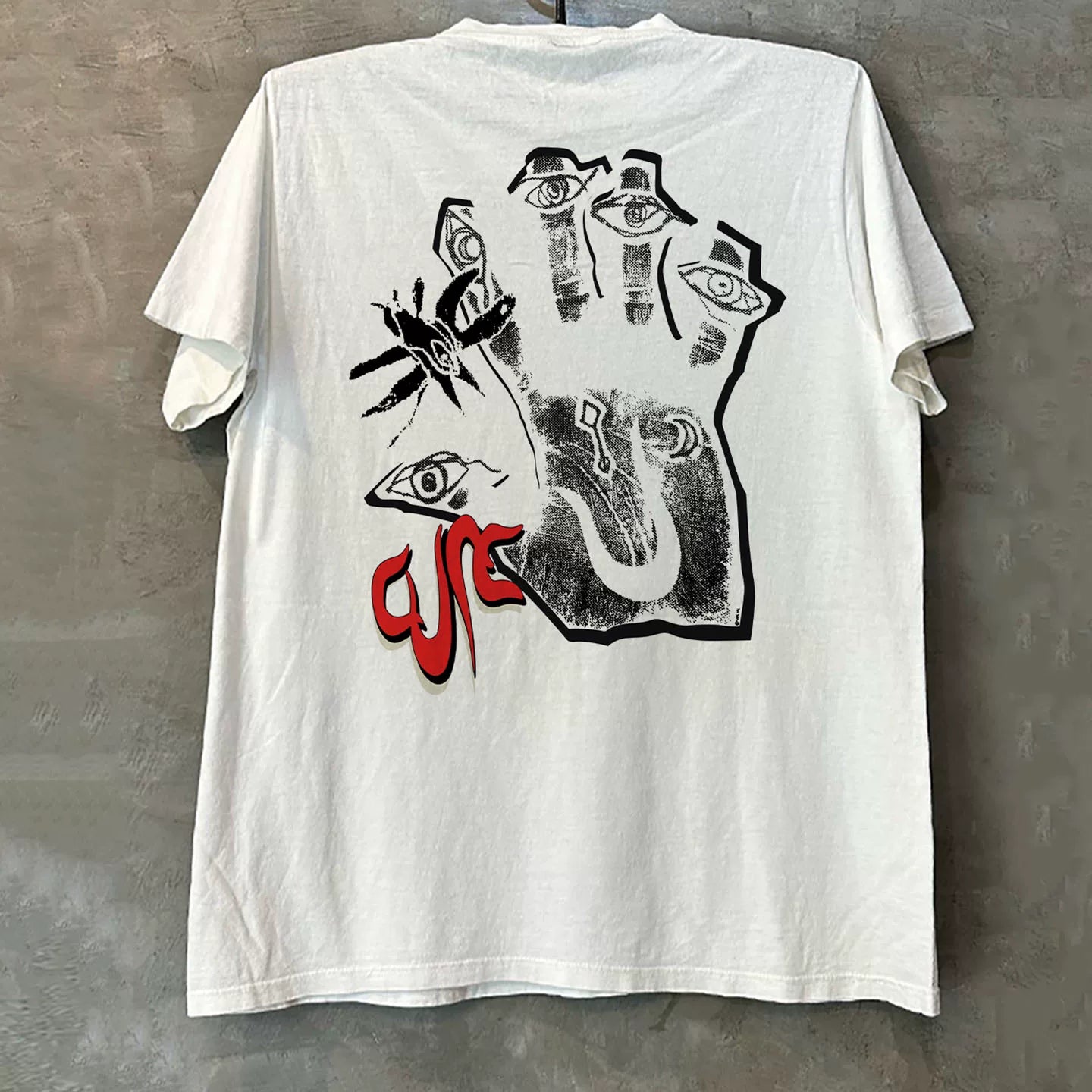 The Cure treatment band abstract hand-painted style short sleeved T-shirt Cityboy avant-garde punk heavyweight cotton half sleeved trend