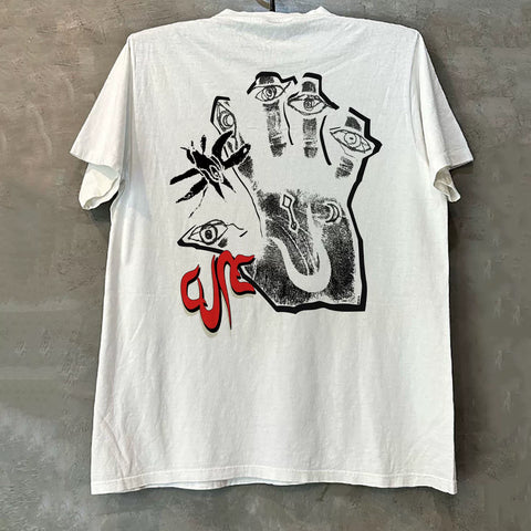 The Cure treatment band abstract hand-painted style short sleeved T-shirt Cityboy avant-garde punk heavyweight cotton half sleeved trend