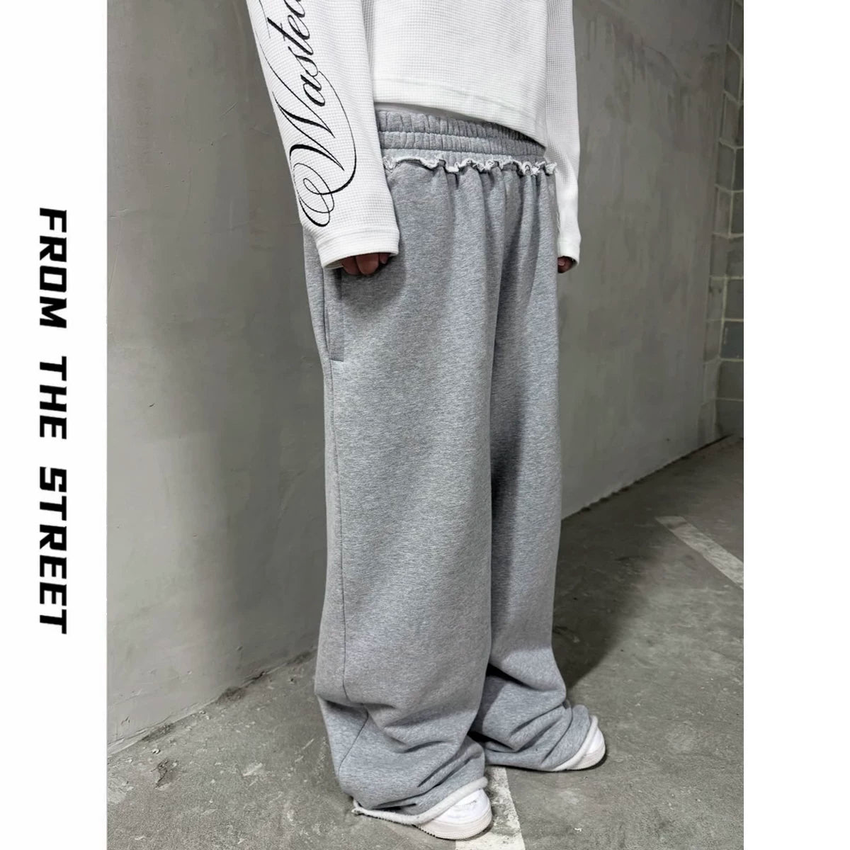From THE STREET: Street Edge Casual Sanitary Pants for Men, Elastic Waist, Loose Baggy, Versatile Pants