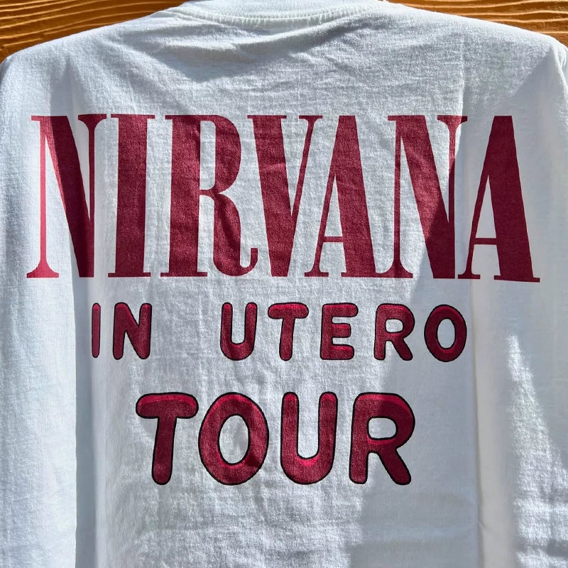 Nirvana Angel Band Short sleeved T-shirt Men's Hiphop Hip Hop Brand American Heavy duty Cotton Tee