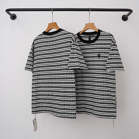 Chrome Hearts Monogram Striped Short Sleeve T-Shirt (Black/White)