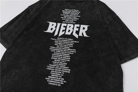 FEAR OF GOD ESSENTIALS Justin Bieber Purpose Tour Vintage Wash Portrait T‑Shirt